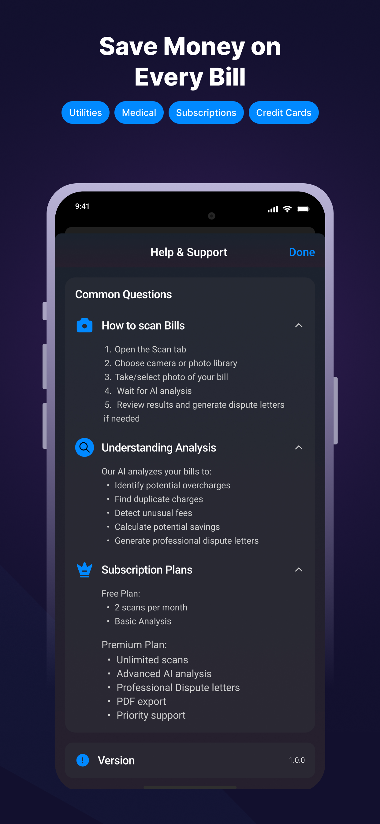 Bill Simplify screenshot 1